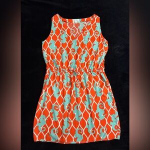 Escapada Coral and Aqua Seahorse Dress
